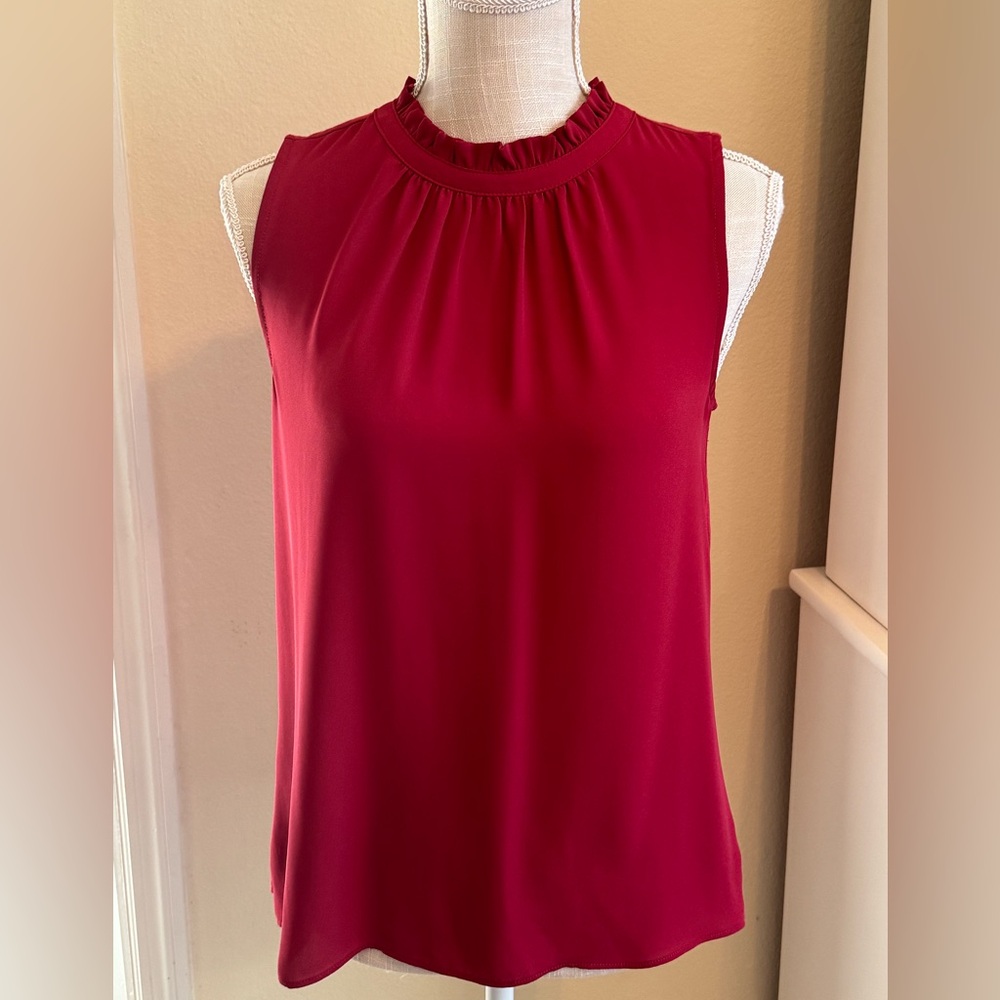 Loft Red Tie-Neck Top